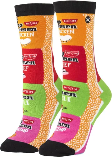 Vista 2 de Odd Sox, Calcetines divertidos para hombres y mujeres, los mejores fideos de ramen, estampados gráficos surtidos