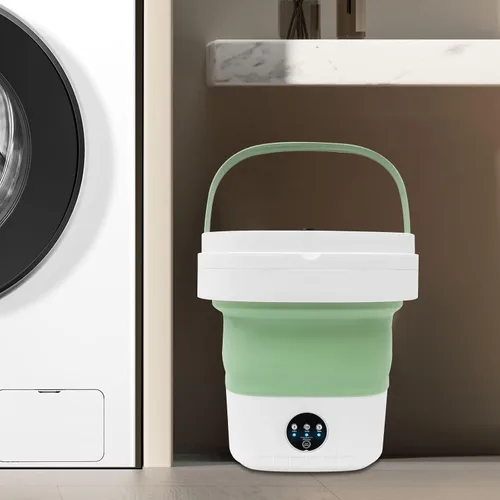Vista 6 de Lavadora electrónica de ropa interior con luz azul, mini lavadora plegable portátil de 12 litros con 3 modos de limpieza inteligentes para viajes