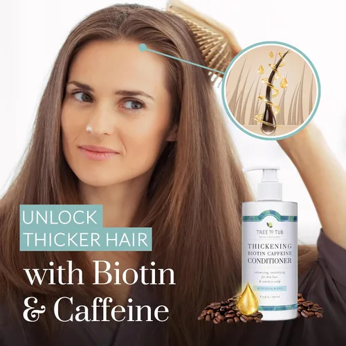 Vista 2 de Tree To Tub Acondicionador de biotina, cafeína activadora para cabello más completo, acondicionador espesante para mujeres y hombres para cabello