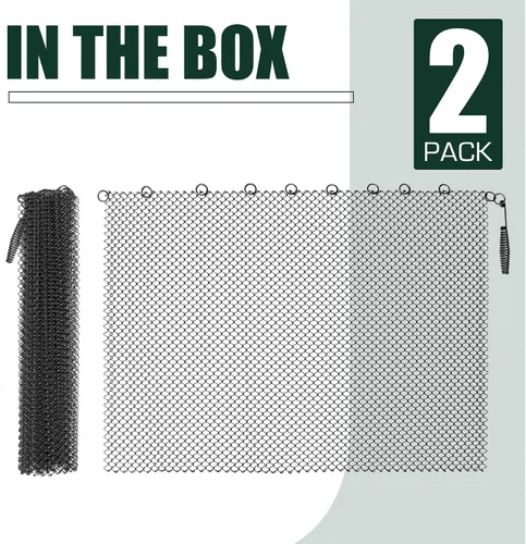 Vista 7 de Flehomo Cortina de malla para chimenea de 22 x 24 pulgadas, cortina de repuesto para chimenea, cadena decorativa de protección contra chispas
