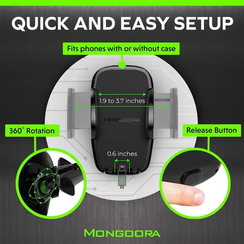 Vista 4 de Soporte de teléfono para ventilación de aire, soporte universal para teléfono celular con bloqueo para cualquier teléfono inteligente, iPhone