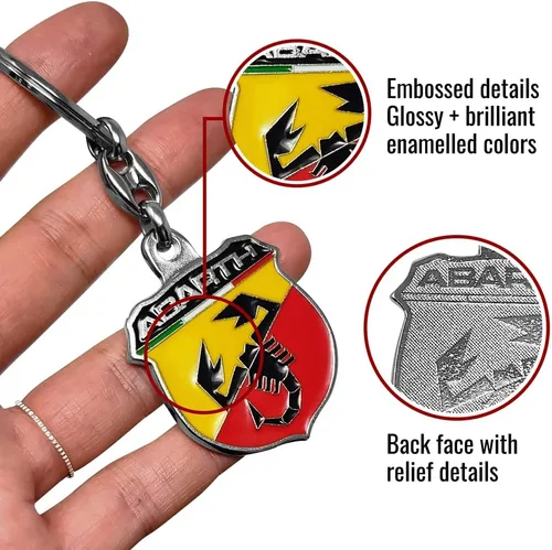 Vista 3 de Abarth 21762 Offizieller Schlüsselanhänger Logo Abarth, Metallschild
