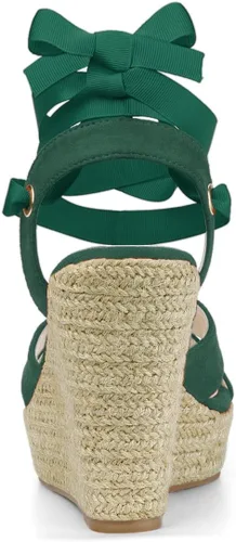 Vista 3 de Allegra K Sandalias de cuña con cordones para mujer