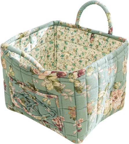 Vista 10 de vctops Cesta de almacenamiento acolchada de algodón bohemio para organizar, cesta organizadora de regalo con asas, contenedores de almacenamiento