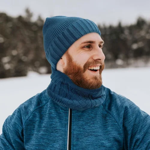 Vista 6 de Conjunto de gorro y bufanda para hombre, gorro de esquí cálido para invierno, gorro de esquí, gorro de calavera, calentador de cuello, polaina