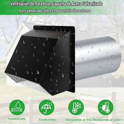 Vista 5 de Cubierta de ventilación para secadora de 3 pulgadas, rejilla de ventilación de pared con pantalla y amortiguador, cubierta de ventilación exterior