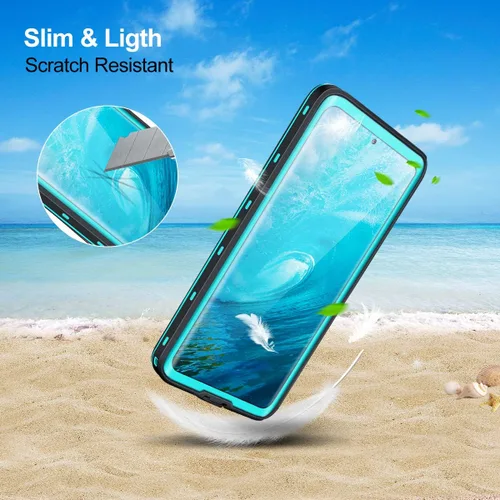 Vista 4 de Funda impermeable para Samsung Galaxy S21 Ultra con protector de pantalla, protección de cuerpo completo, resistente, a prueba de golpes, a prueba