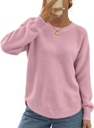 Vista 16 de MEROKEETY Suéteres de Otoño e Invierno para Mujeres Casuales Sueltos Cómodos Tops de Suéter Pullover Jumper Outfits de Moda 2025 Beige