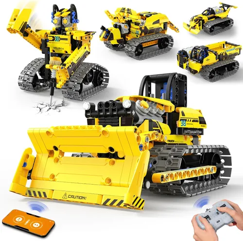 Vista 8 de LECPOP Juguetes de construcción 5 en 1, kit de robótica STEM, 430 piezas de bloques RC Robot Erector, aplicación y control remoto, kits de ciencia