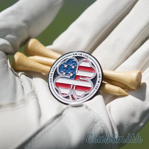Vista 4 de ClubSmith® Lucky - Marcador de pelota de golf con clip magnético para sombrero, trébol irlandés y trébol, marca de alineación premium, accesorios