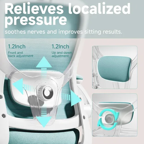 Vista 4 de Silla de oficina ergonómica, silla de juegos, silla de escritorio azul