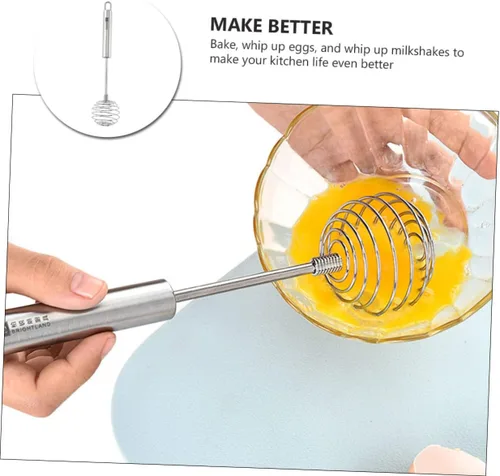 Vista 8 de SHOWERORO Mezclador de huevos de mano de acero inoxidable, agitador de cocina para hornear, gancho de almacenamiento, fácil de limpiar y diseño