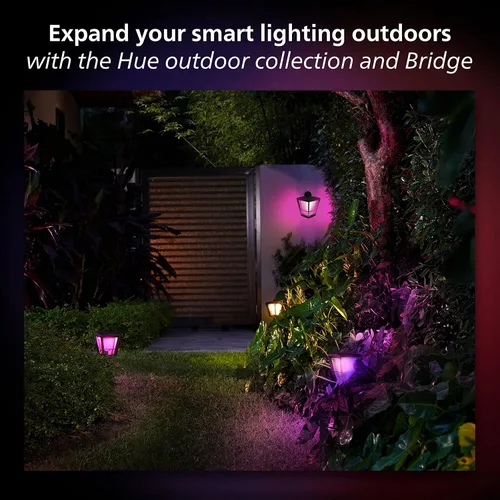 Vista 5 de Philips Hue Sensor de movimiento para exteriores, automático del atardecer al amanecer, enciende las luces cuando se detecta movimiento, paquete