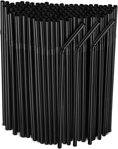 Vista 7 de Pajitas flexibles de plástico flexibles para beber, diámetro 0.197 in, longitud 8.3 in, 100 unidades, negro, estándar largo