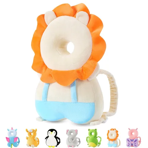 Vista 14 de JunNeng - Mochila protectora de cabeza de bebé para caminar y gatear, pingüino blanco Protector de cabeza suave, transpirable, ajustable