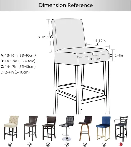 Vista 4 de Gollense Juego de 4 fundas para taburetes de bar con respaldo, fundas elásticas de jacquard para taburetes de bar, fundas de asiento lavables