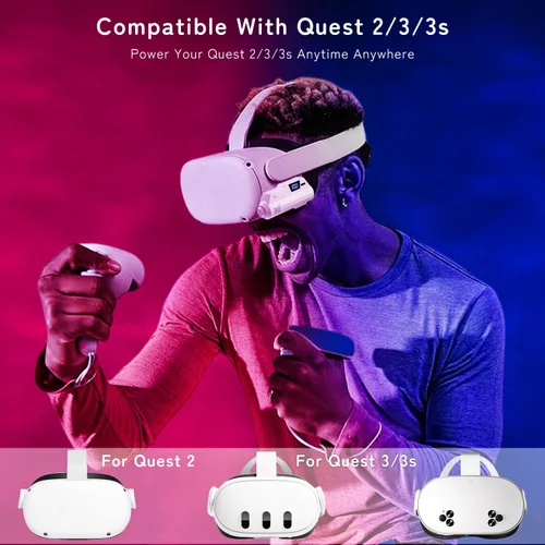 Vista 37 de Saqico Battery Pack for Oculus Quest 2/3/3S, 5000mAh Extended Power with Multi-Colors RGB Lights, Lightweight and Portable VR Extend Power