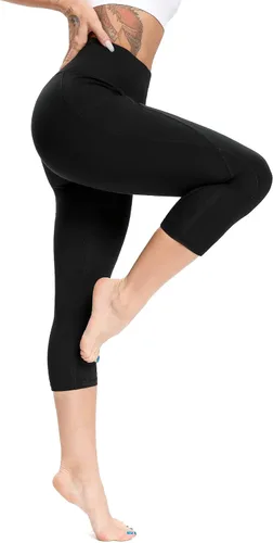 Vista 2 de FITTOO Leggings capri de yoga con bolsillos para mujer