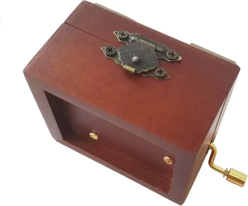Vista 5 de FnLy Caja musical de madera con manivela de encaje antiguo de 18 notas con movimiento chapado en oro, caja de regalo de música, caja de música You