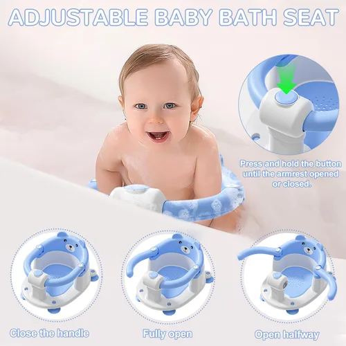 Vista 5 de Asiento de baño para bebés de 6 meses en adelante, asientos de baño antideslizantes para bebés sentados, silla de bañera segura para bebés y recién