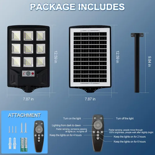 Vista 8 de FEIERYA Luces solares para exteriores, IP66, impermeables, con sensor de movimiento y control remoto, luz de seguridad de 6500 K del atardecer al