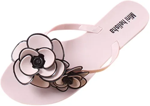 Vista 6 de Sandalias planas para mujer, sandalias de piña con perlas dulces y lindas, sandalias de piña con clip, sandalias de playa estilo bohemio y casual