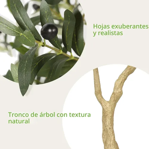 Vista 4 de Realead - Olivos artificiales de 5 pies para interiores con maceta blanca alta exquisita