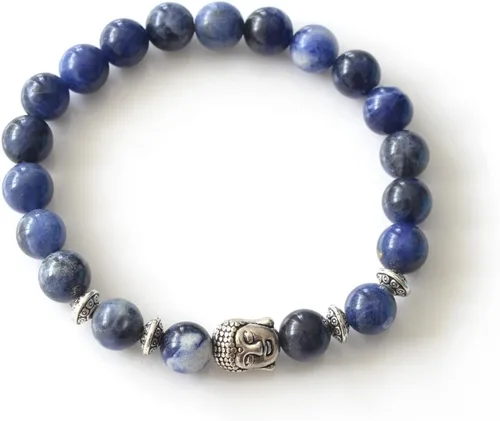 Vista 4 de Joya brazalete con gemas redondas de 8 mm, brazalete para los chacras, regalo de cumpleaños