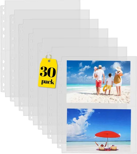 Vista 12 de Sooez Paquete de 30 fundas de fotos para carpeta de 3 anillos (240 imágenes), 3.5 x 5, protectores de páginas de plástico resistentes, fundas