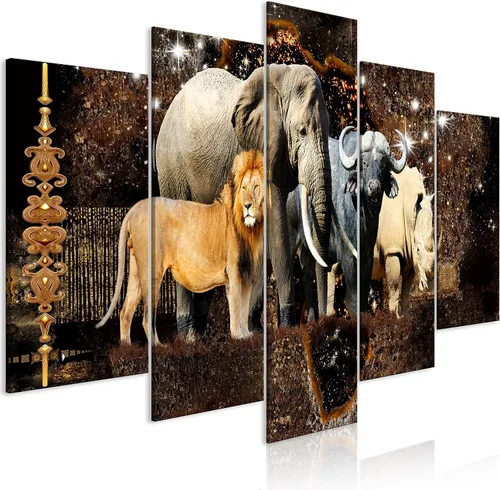 Vista 32 de artgeist Lienzo acústico para pared, diseño de África, 40 x 20 pulgadas, 5 piezas con impresión de sonido de espuma acústica, sala de arte de África