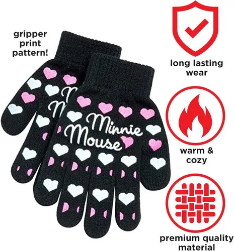 Vista 3 de Disney Conjunto de gorro y guantes de invierno de Minnie Mouse para niñas (niñasniñas)