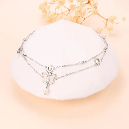 Vista 3 de Tobillera de plata de ley S925 ajustable para mujer