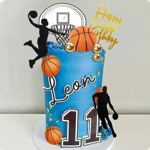 Vista 3 de 20 decoraciones para pasteles de baloncesto, decoraciones de pastel con temática de estrellas de baloncesto para decoración de pastel de cumpleaños