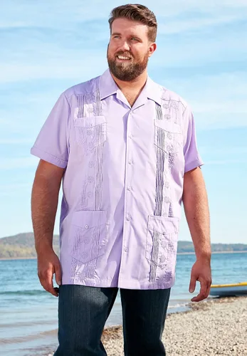 Vista 4 de KingSize KS Island Big & Tall Camisa Guayabera de manga corta para hombre