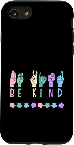 Vista 18 de Sign Language Be Kind Kindness ASL Pastel Pink Purple Blue Case for iPhone 16