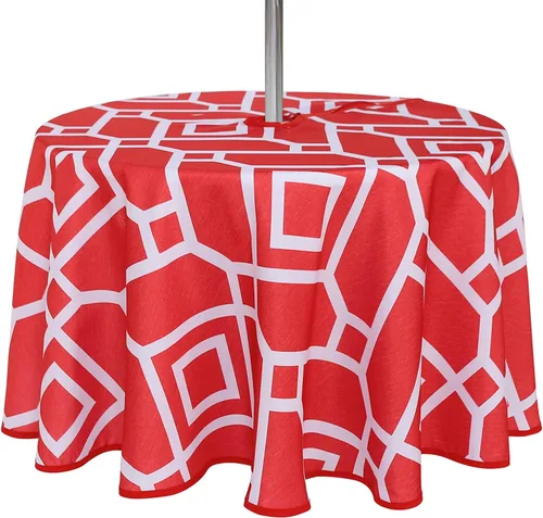 Vista 45 de LUSHVIDA Mantel cuadrado para exteriores con agujero para sombrilla y cremallera, 54 x 54 pulgadas, color negro, lavable, impermeable, a prueba