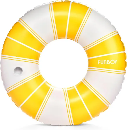 Vista 6 de FUNBOY Giant Vintage Stripe Inflatable Pool Float with Cup Holder 48" Pool Float for Adults Inner Tube Pool Toys Swim Rings Swimming Pool