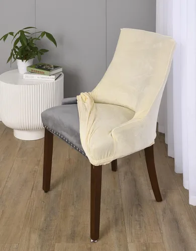Vista 8 de MIFXIN Funda de terciopelo para silla lateral, elástica, lavable, inclinada, protector de asiento para comedor, banquete, decoración de fiesta