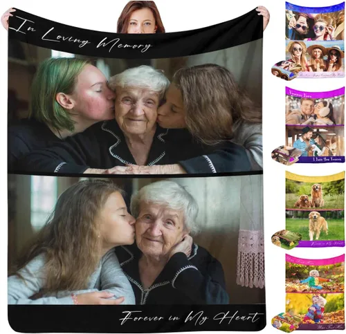 Vista 12 de InterestPrint Manta personalizada con texto fotográfico, 9 fotos, Best Dog Ever - Manta personalizada de franela polar para cumpleaños familiar, se