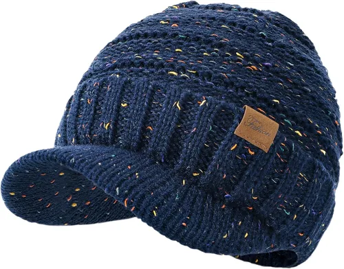 Vista 14 de Sombreros de invierno para mujeres - Gorro de punto cálido y con estilo, grueso, con visera, lindos sombreros de invierno suaves y elásticos