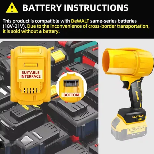 Vista 5 de Soplador de hojas sin escobillas para batería DEWALT de 20 V, soplador de aire de mano inalámbrico de alta velocidad de 990000 RPM, diseño