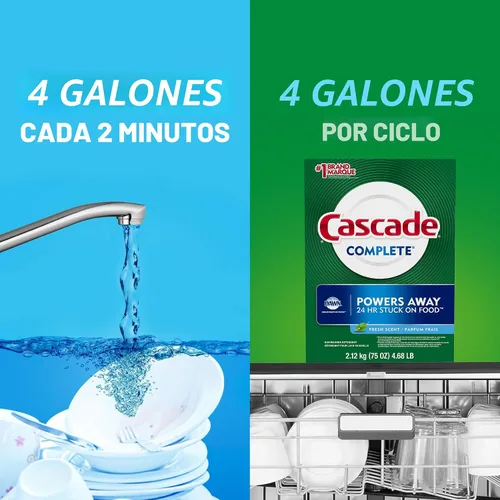 Vista 7 de Detergente en polvo Cascade Complete para lavaplatos, aroma fresco, 75 oz, blanco