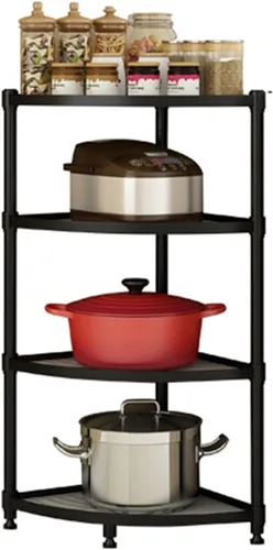 Vista 8 de Shelves Storage Cart Kitchen Corner Shelf Rack Stainless Steel Triangle Corner Pot Rack Floor Multi-layer Pot Rack Home Storage Rack Artifact 6 Layer