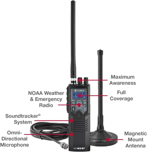 Vista 7 de Cobra Walkie Talkies impermeables RX680 (paquete de 2) y radio de emergencia portátil Cobra HHRT50 Road Trip CB de 2 vías