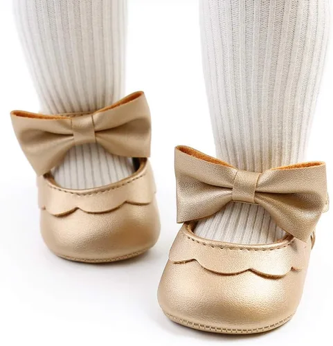 Vista 2 de Zapatos de bebé de primera calidad para niña, zapatos planos para caminar, suela suave, zapatos de princesa Mary Jane, zapatos de vestir de boda