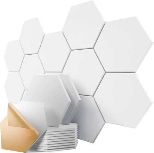 Vista 31 de Paquete de 12 paneles acústicos autoadhesivos de 12 x 10 x 0.4 pulgadas, paneles de espuma a prueba de sonido con alta densidad, elegante diseño