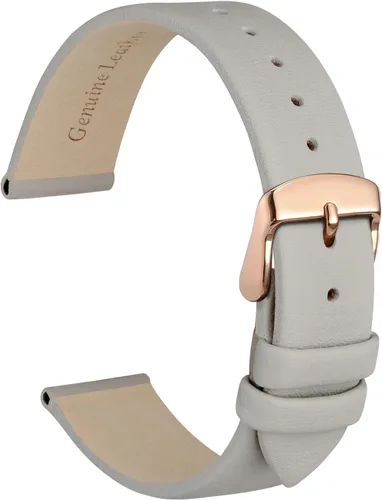 Vista 11 de WOCCI Correa de reloj elegante de 0.315 in de ancho, correa de repuesto de cuero genuino con hebilla dorada (negro)