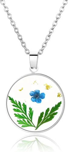 Vista 127 de Pressed Flower Necklace Gift for Women Personalized Handmade Necklaces Birth Flower Necklace