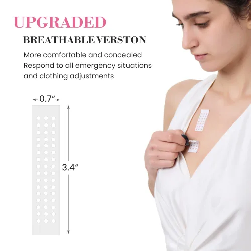Vista 2 de Cinta de doble cara para ropa y cuerpo (100 piezas) cinta de moda transpirable de doble cara, cinta de tela invisible adecuada para ropa y cuerpo
