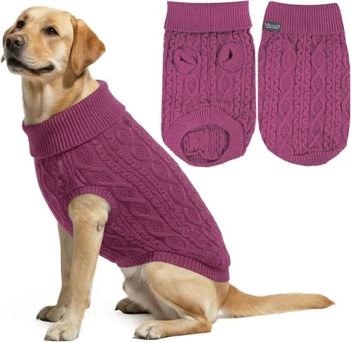 Vista 36 de Parisian Pet Suéteres de Navidad para Perros - Tipo Pullover, Suéter Azul para Perro con Cuello de Tortuga - Suéter Grueso de Punto Trenzado